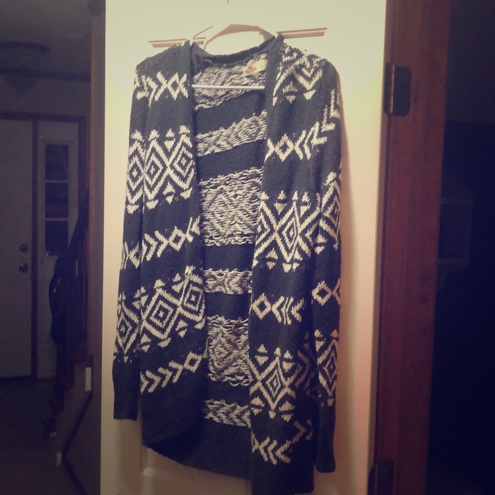 Grey and White Hollister Cardigan